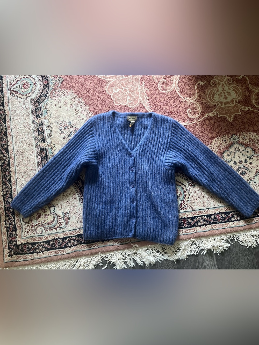 Vintage L.L. Bean Mohair Wool Light Purple Cardigan